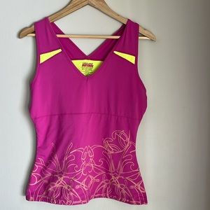 Teez-Her Active Skinny Shaper Tank Top in Pink and Yellow Size Large